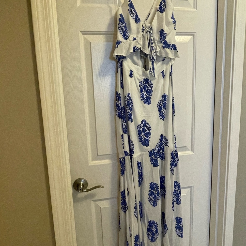 Blue and White Floral Maxi Dress